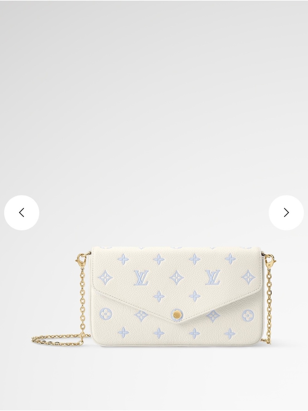 Louis Vuitton Cream Crossbody Wallet with Pale Blue Monogram